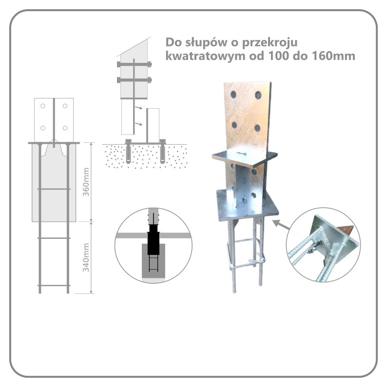 Kotwy i podstawy do słupów drewnianych