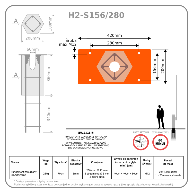 Stopa żelbetowa szlabanu H2-S156/280 - obrazek 2