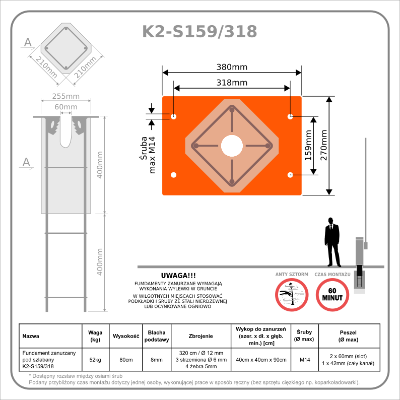 Stopa żelbetowa szlabanu K2-S159/318 - obrazek 2