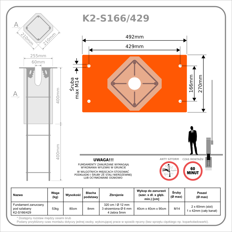 Stopa żelbetowa szlabanu K2-S166/429 - obrazek 2