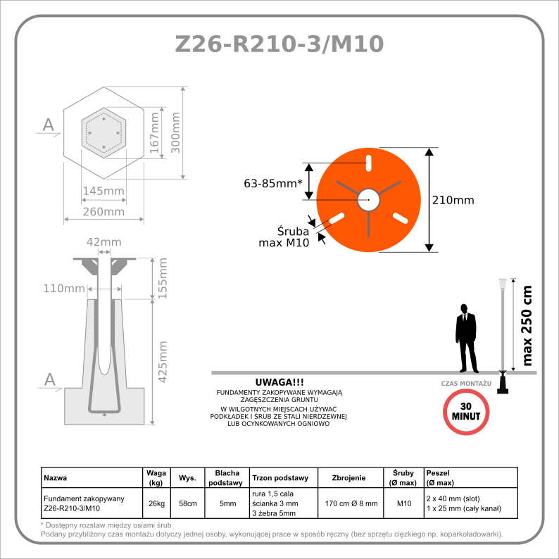Fundament wkopywany Z26-R210-3/M10 - obrazek 2