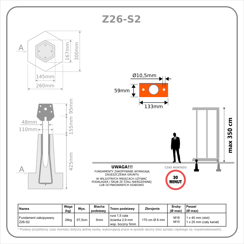 Fundament wkopywany Z26-S2 - obrazek 2